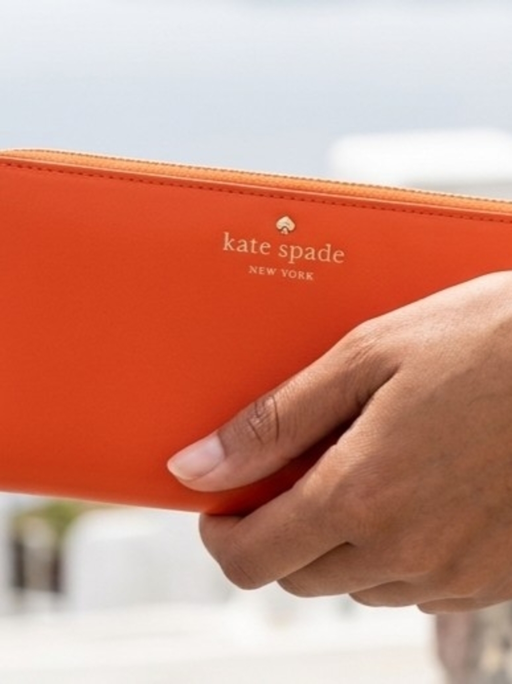 Kate Spade New York Orange Zip Wallet W/ NWT BANGLE